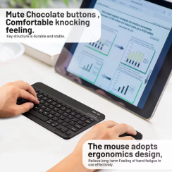 5 Sets Ergonomic ABS 78 Keys 2.4GHz Wireless BT Mini Keyboard and Mouse Combo